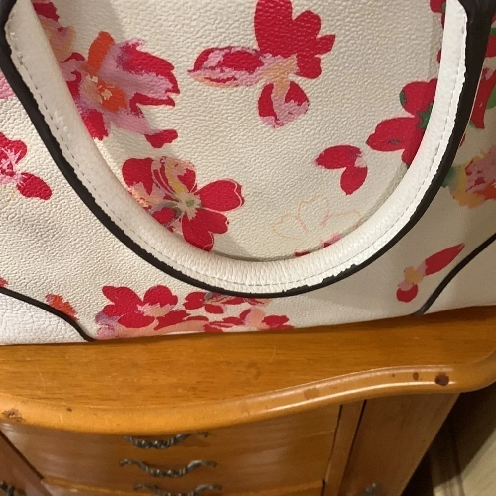 Liz, Claiborne, floral and white satchel